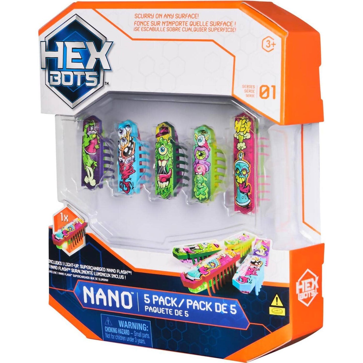 Hex Bots - Nano 5pk 4 Nano Bugs With Bonus Flash Nano