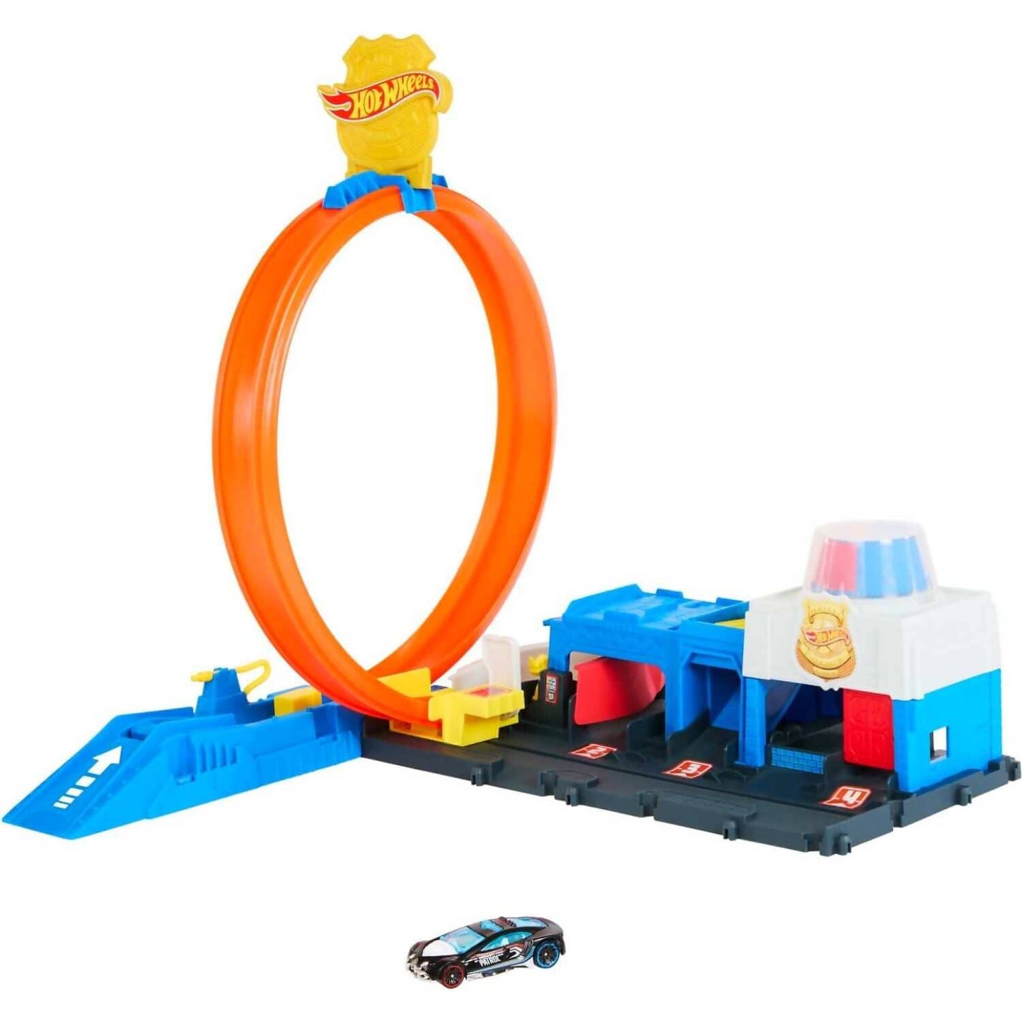 Hot Wheels - City Super Police Station Playset With 1:64 Scale Police Toy Car & Adjustable Track Loop