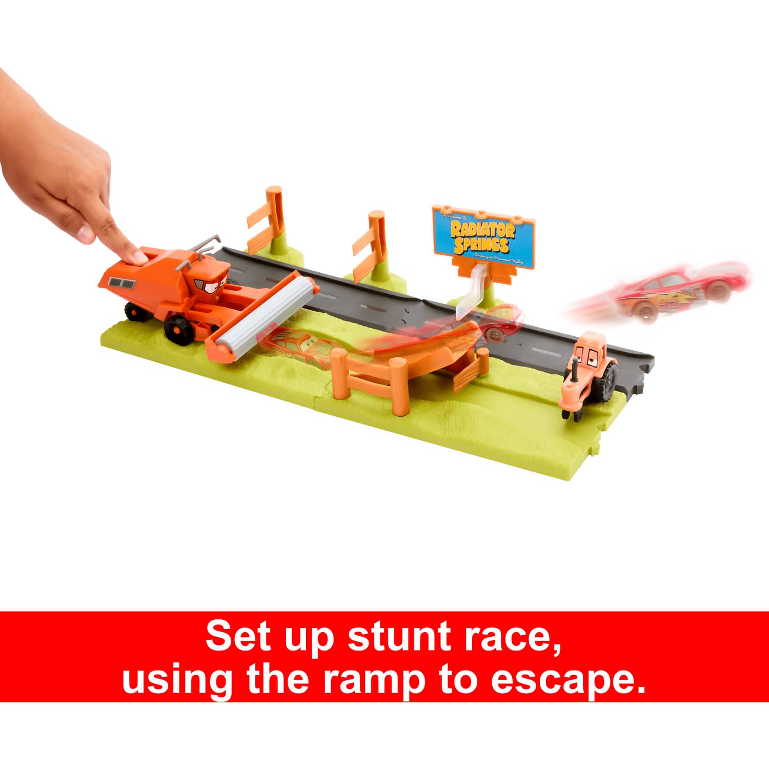 Disney - Pixar - Cars Frank Escape & Stunt Race Playset With Lightning Mcqueen Toy Car