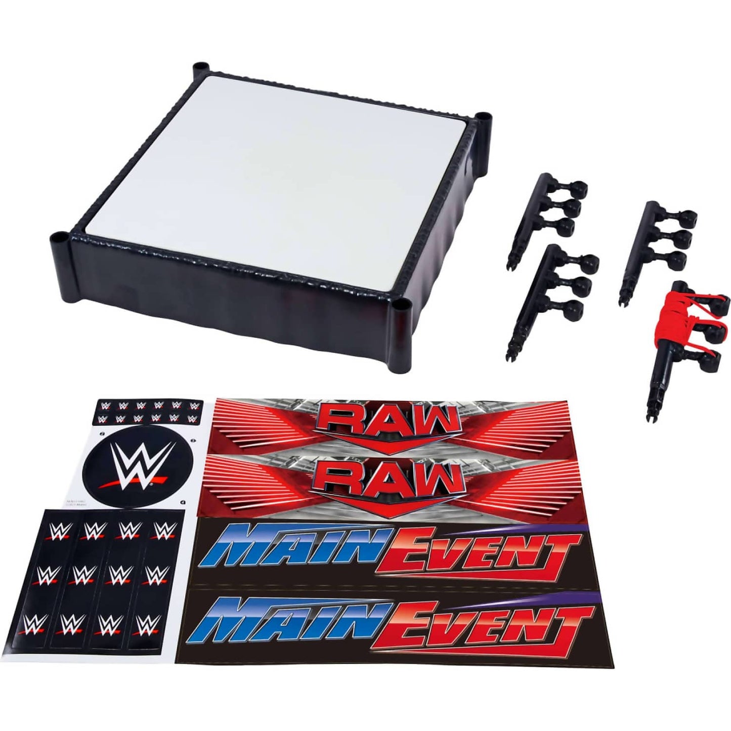Wwe - Superstar Ring With Labels For Main Event & Raw Spring-loaded With Elastic Ring Ropes