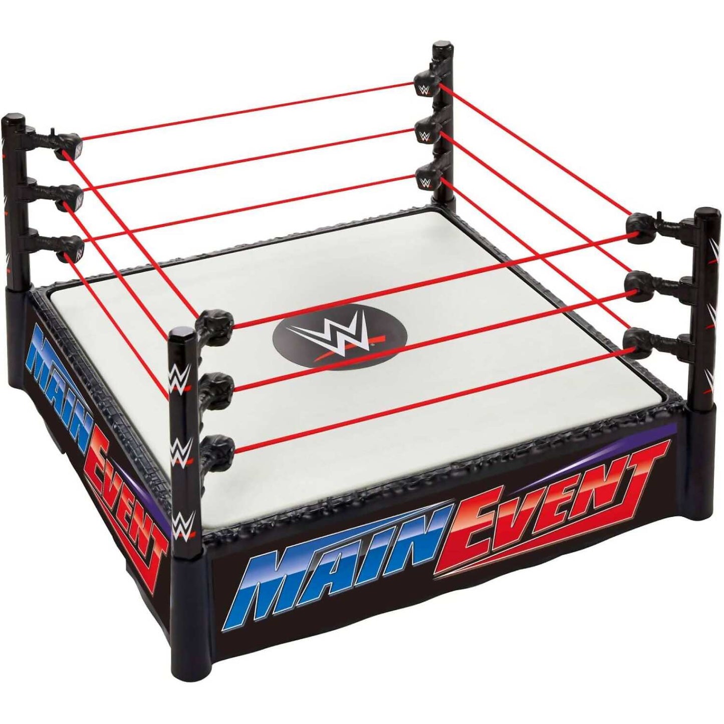 Wwe - Superstar Ring With Labels For Main Event & Raw Spring-loaded With Elastic Ring Ropes