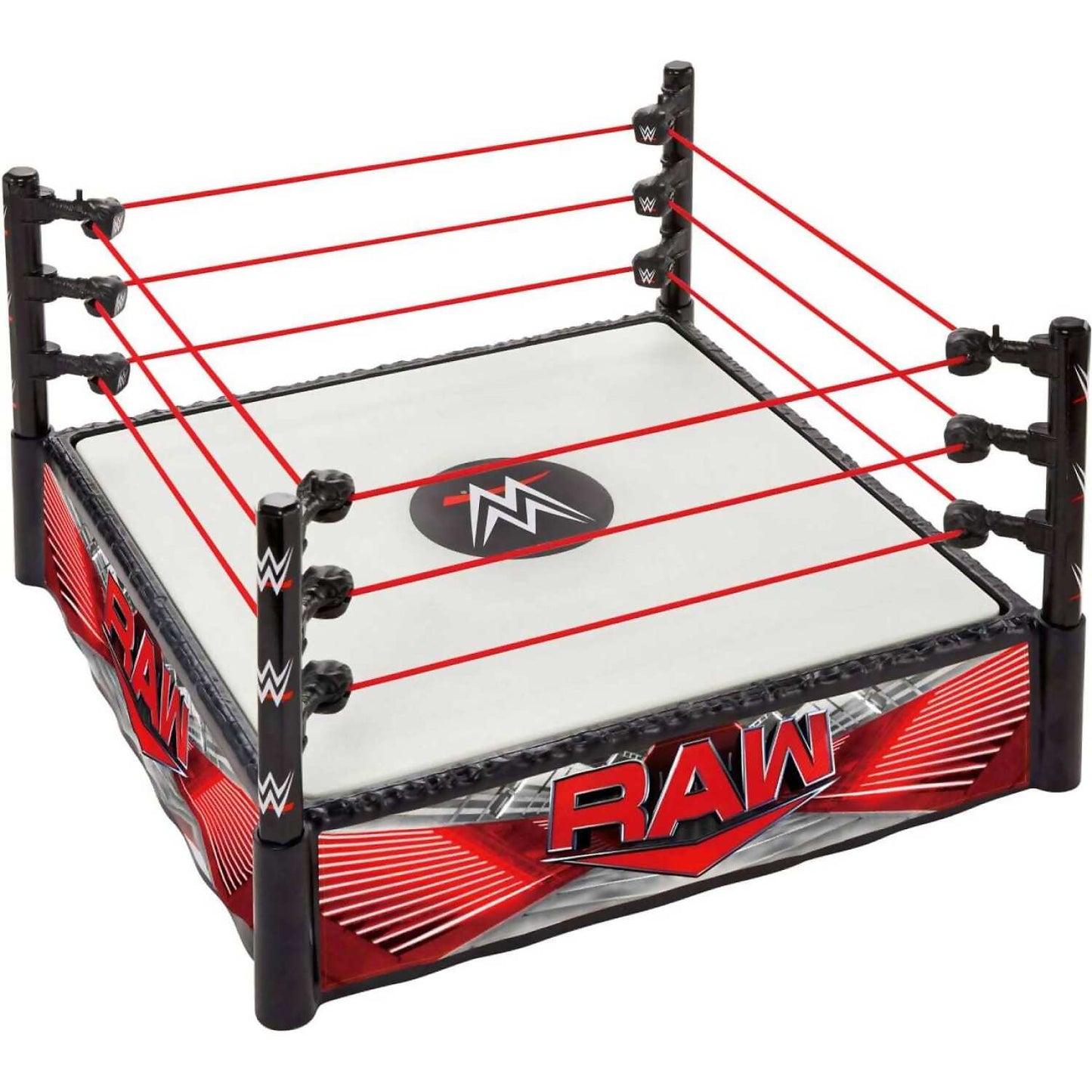 Wwe - Superstar Ring With Labels For Main Event & Raw Spring-loaded With Elastic Ring Ropes
