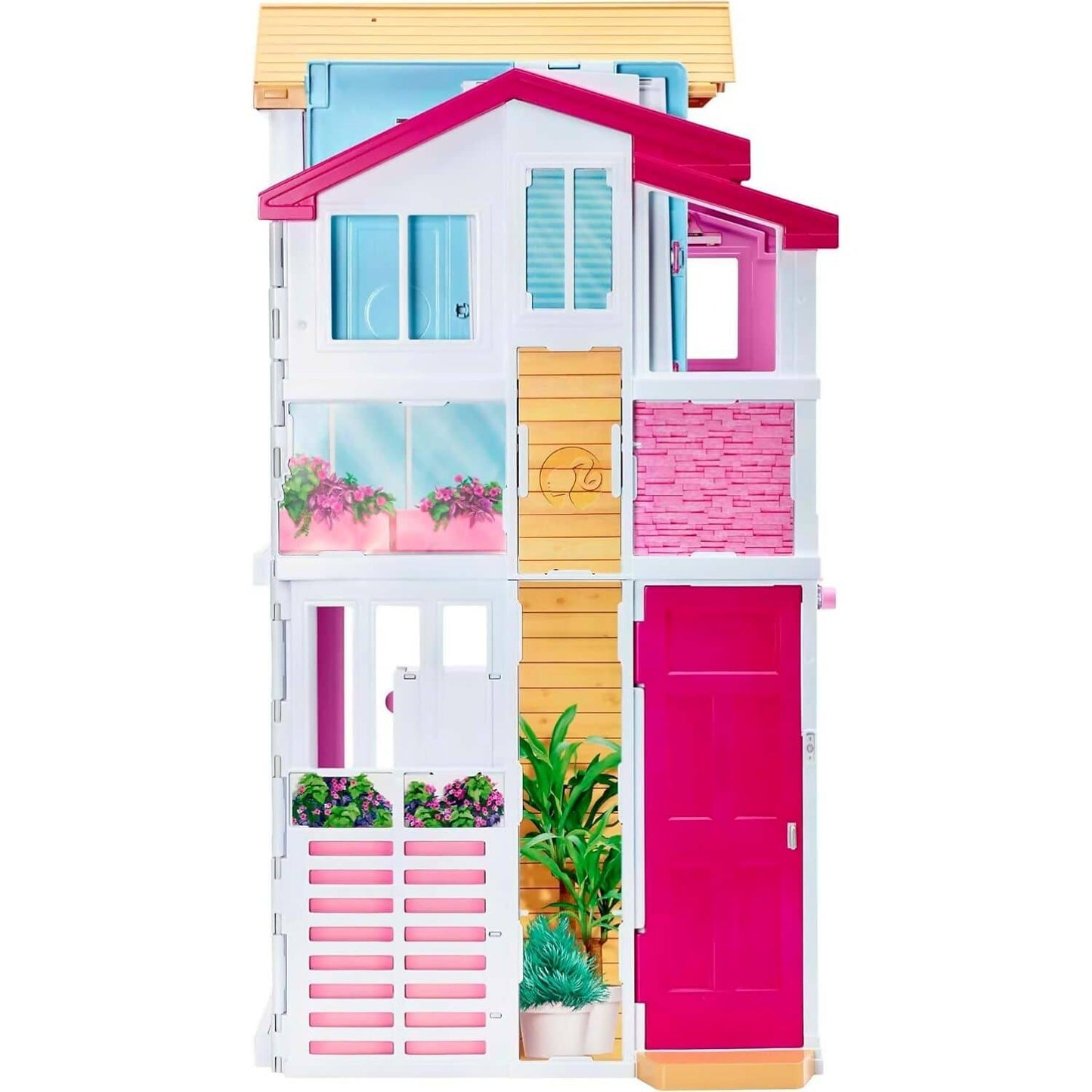 Barbie - 3-story Townhouse Dollhouse With Elevator Swing Chair Furniture And Accessories - Mattel