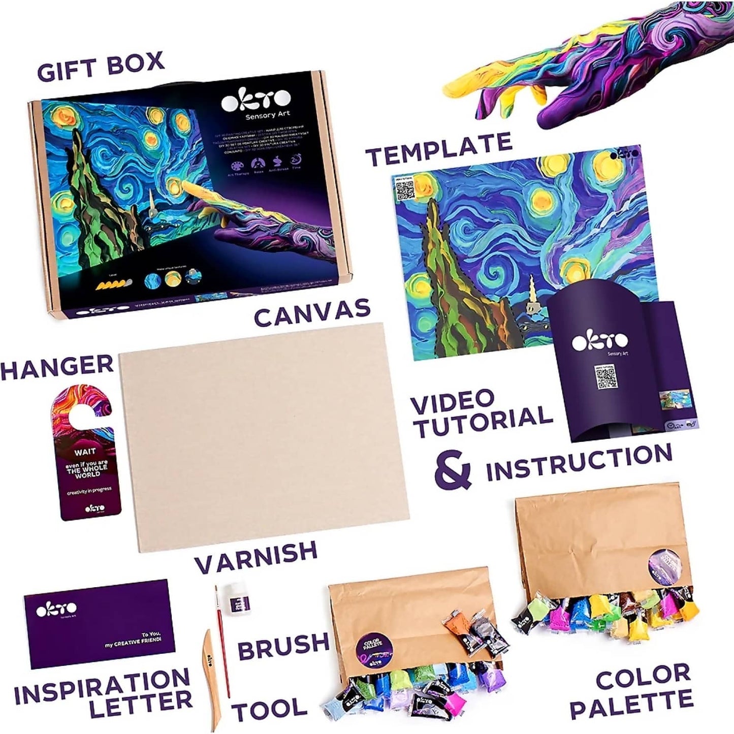 OKTO Sensory Art - DIY 3D Painting Creative Set Starry Night 30cm x 40cm