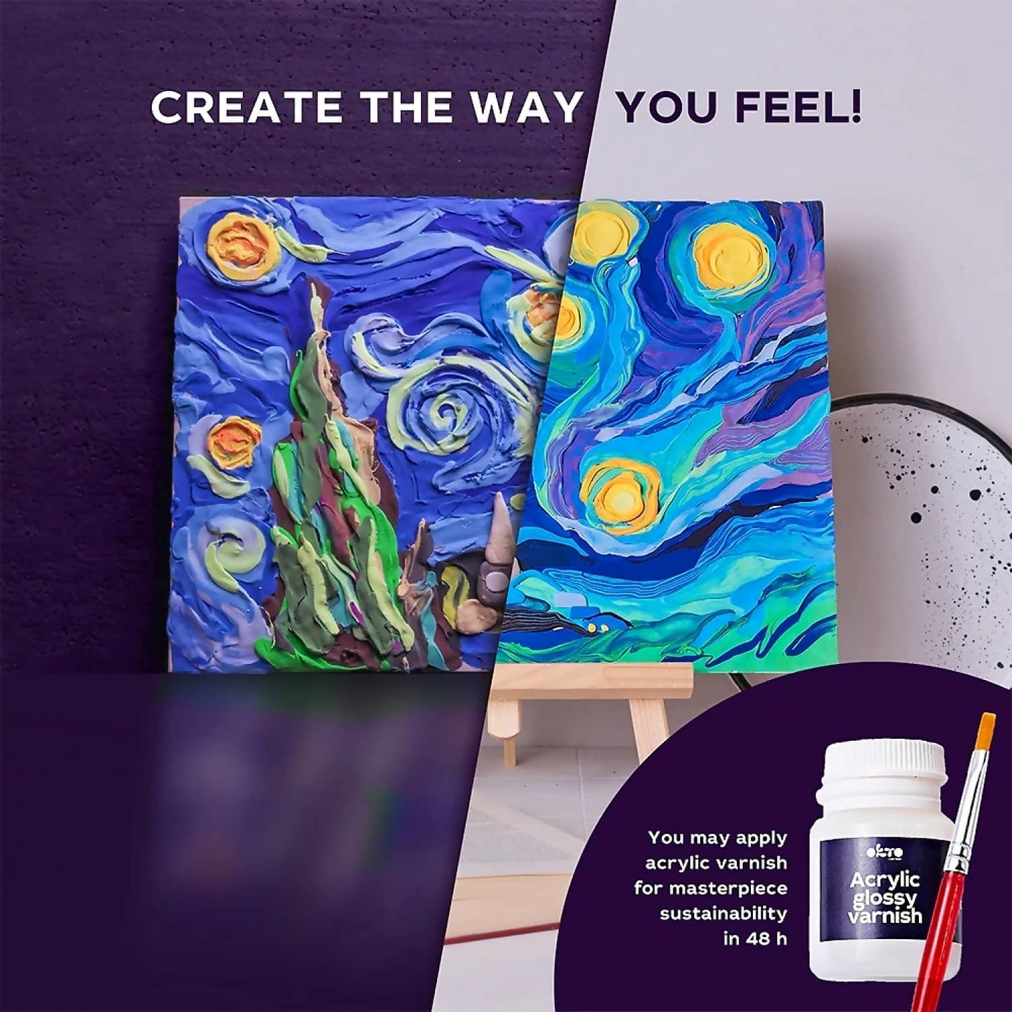 OKTO Sensory Art - DIY 3D Painting Creative Set Starry Night 30cm x 40cm