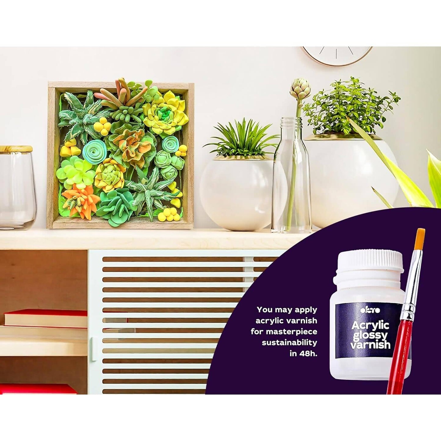 OKTO Sensory Art - Wood & Craft DIY 3D Succulents Energy 21cm x 21cm