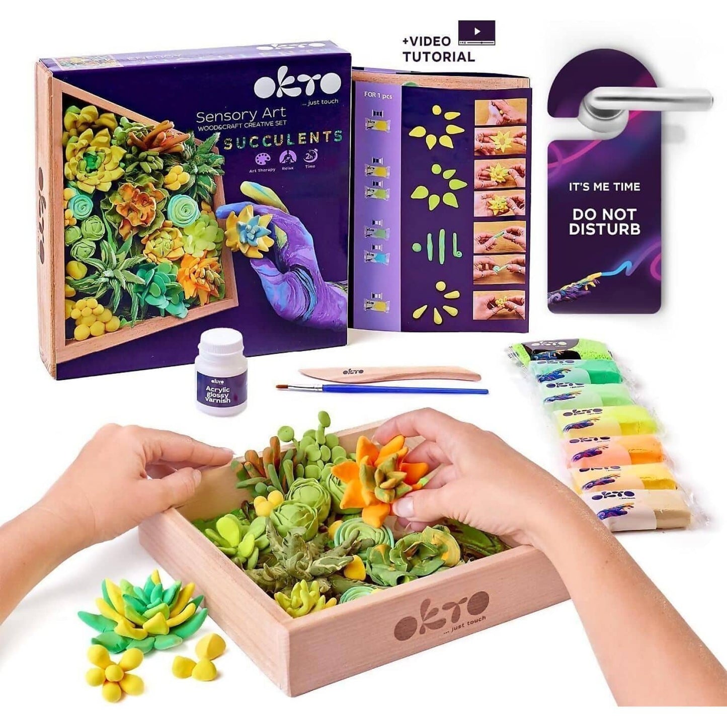 OKTO Sensory Art - Wood & Craft DIY 3D Succulents Energy 21cm x 21cm