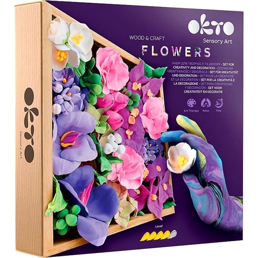 OKTO Sensory Art - Wood & Craft DIY 3D Flowers Inspiration 21cm x 21cm