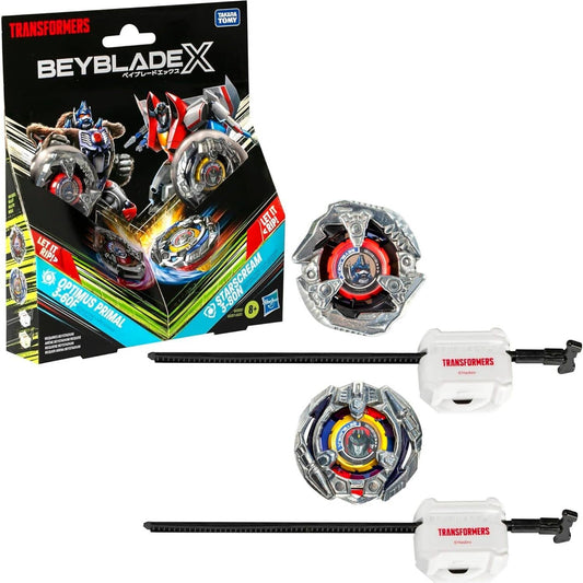 Beyblade X - Transformers Collab Optimus Primal 3-60F Vs. Starscream 3-80N Multipack Set With 2 Tops & 2 Launchers