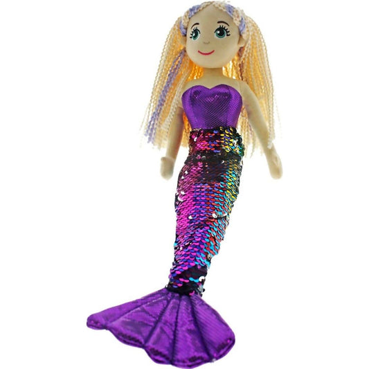 Cotton Candy - Mermaid Gabreilla 45cm Purple Rainbow/Silver Flip Sequined Tail - Plush