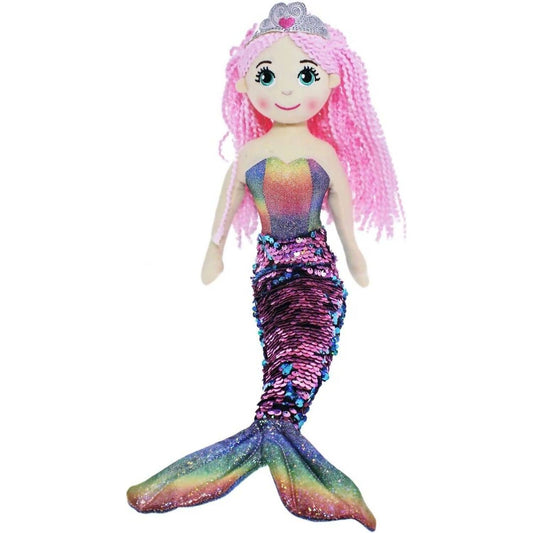 Cotton Candy - Mermaid Kendra 45cm Pink/Blue Flip Sequined Tail - Plush