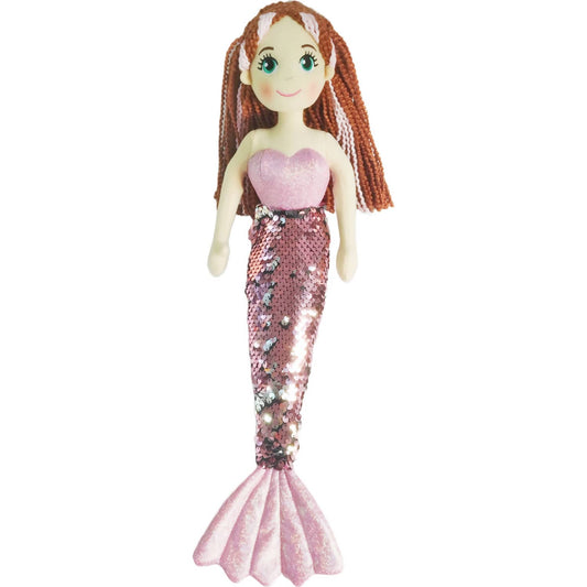 Cotton Candy - Mermaid Leah 45cm Pink/Silver Flip Sequined Tail - Plush
