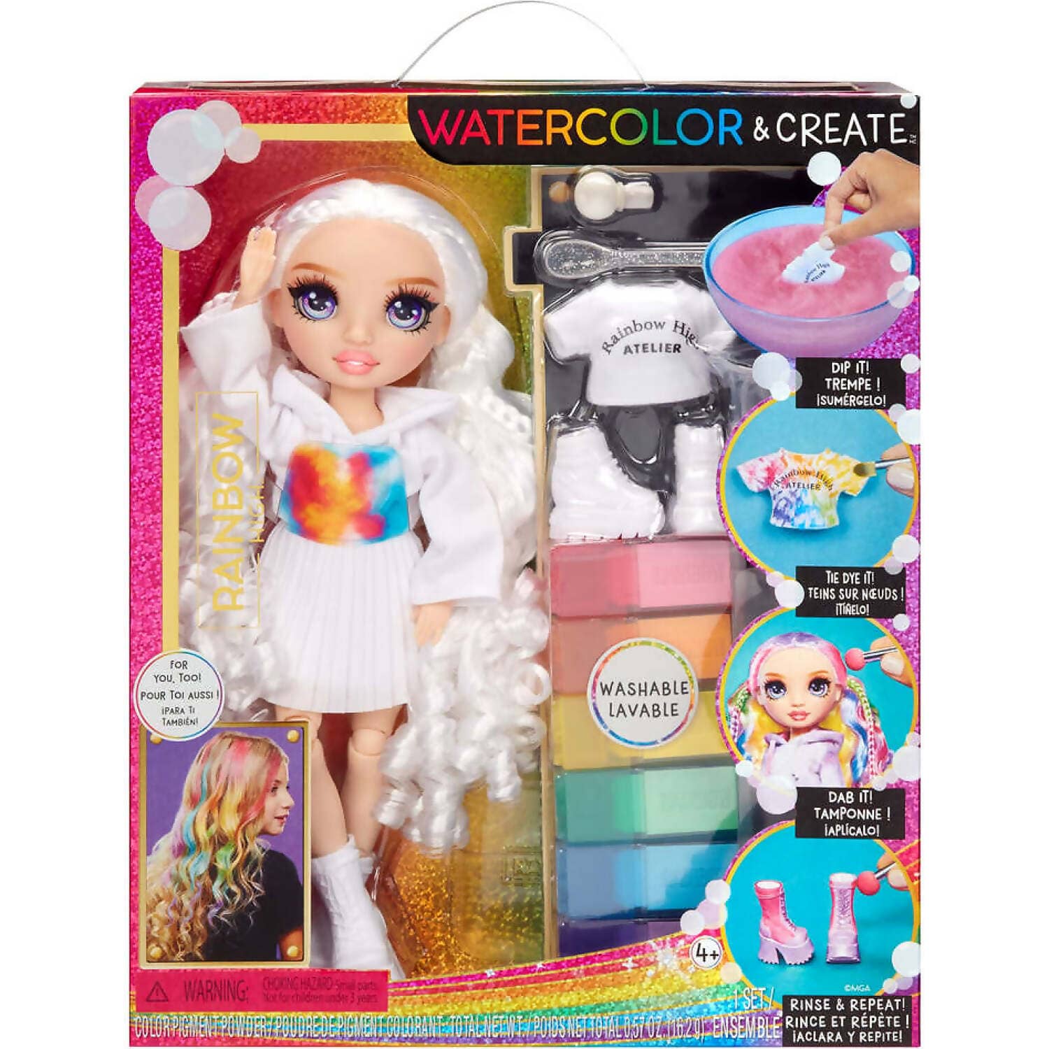Rainbow High - Watercolour & Create DIY Fashion Doll - Purple Eyes