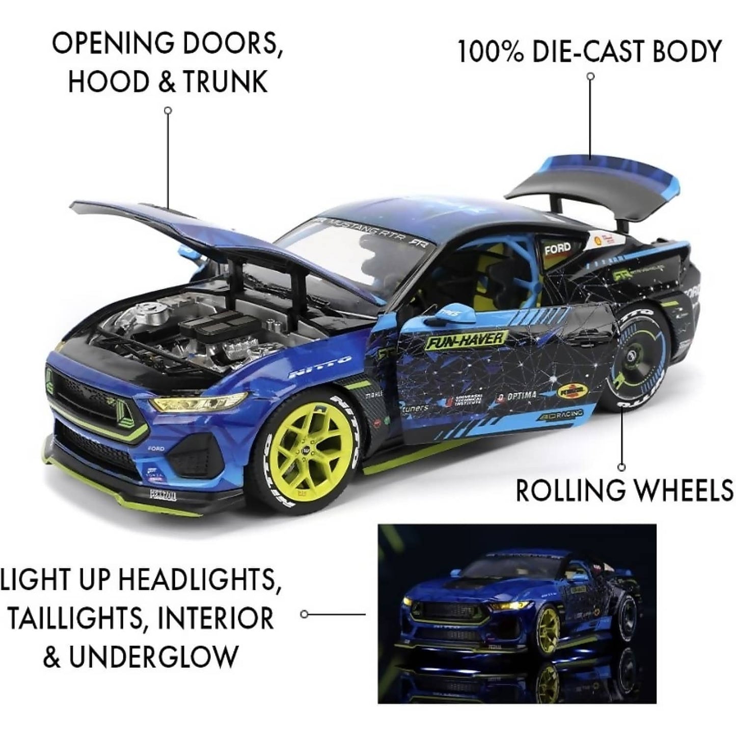 Jada Toys - RTR 2024 Ford Mustang Vaughn Gittin Jr 1:24 Scale Diecast Vehicle