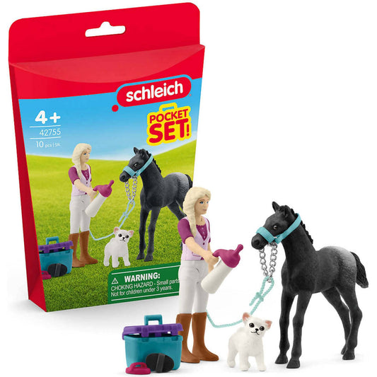 Schleich - Horse Grooming Playset with Appaloosa Foal Pocket Set!