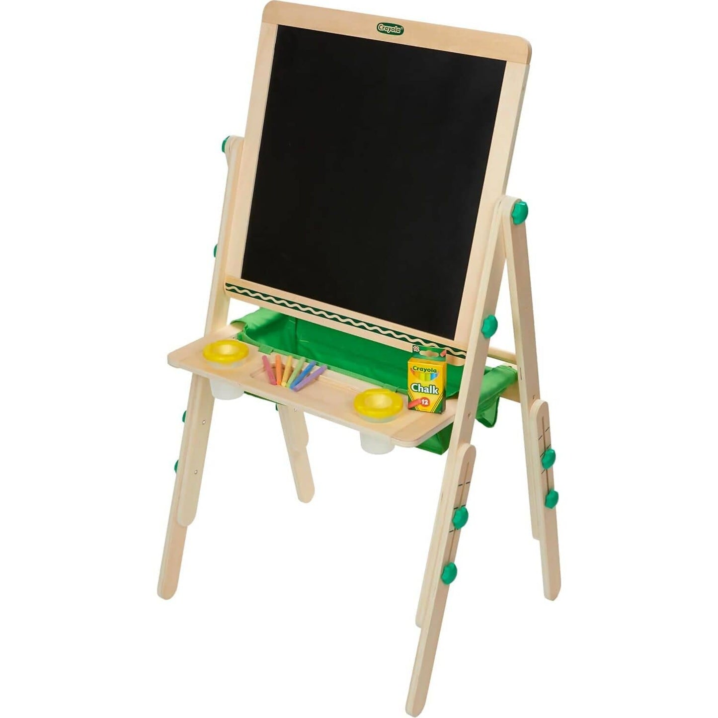 Crayola - Deluxe Wooden Kid’s Art Easel Dual Sided Dry Erase & Chalkboard