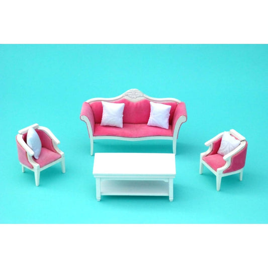 Annie's Dolls House - Wooden Pink Sofa Set - Dollhouse Furniture