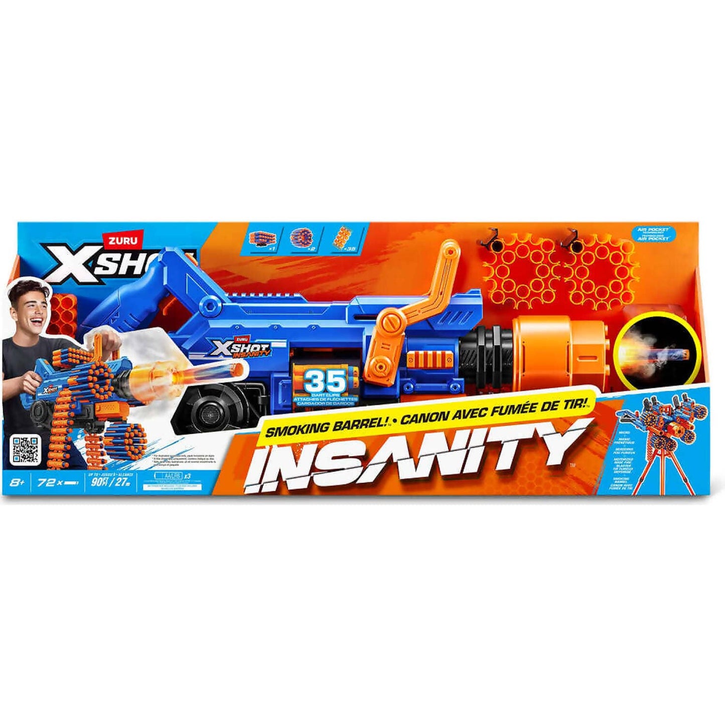 Zuru - X-Shot Insanity Smoking Barrel Blaster with 72 Darts