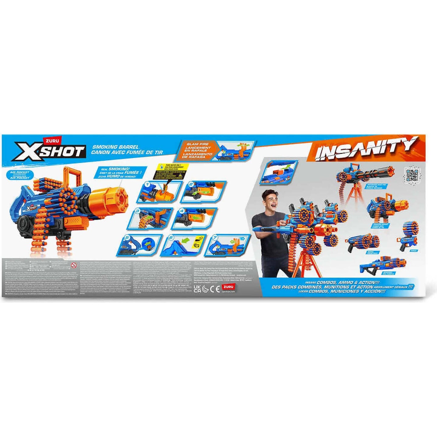Zuru - X-Shot Insanity Smoking Barrel Blaster with 72 Darts