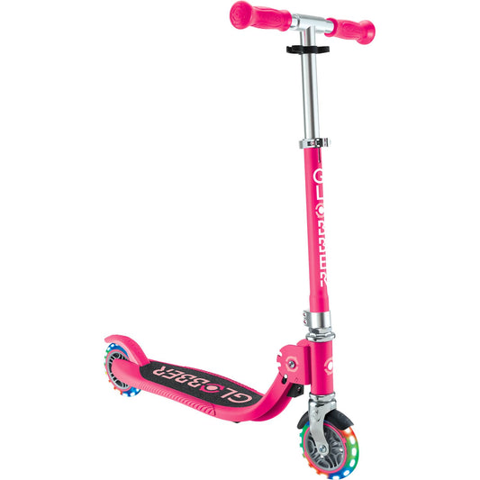 Globber - Flow Foldable Junior Scooter with Lights - Pastel Pink / Fuchsia