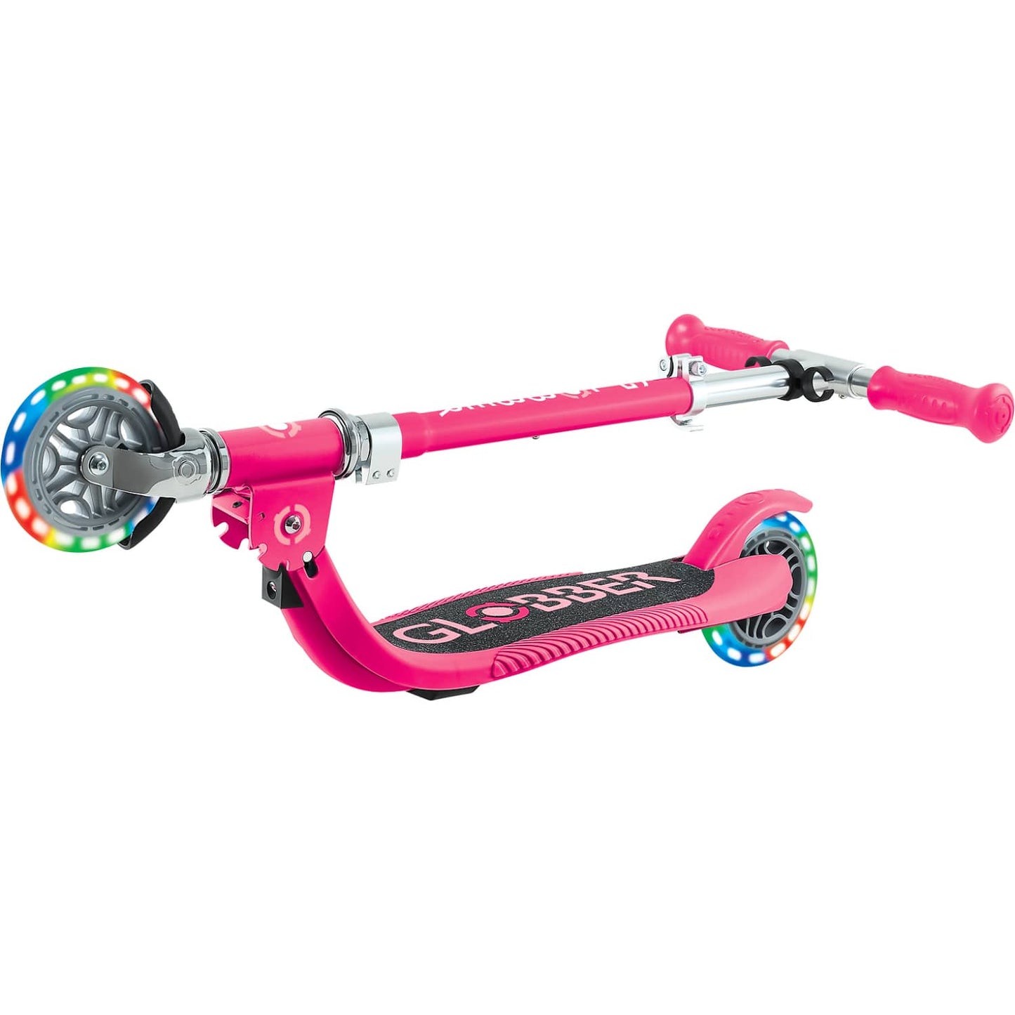 Globber - Flow Foldable Junior Scooter with Lights - Pastel Pink / Fuchsia