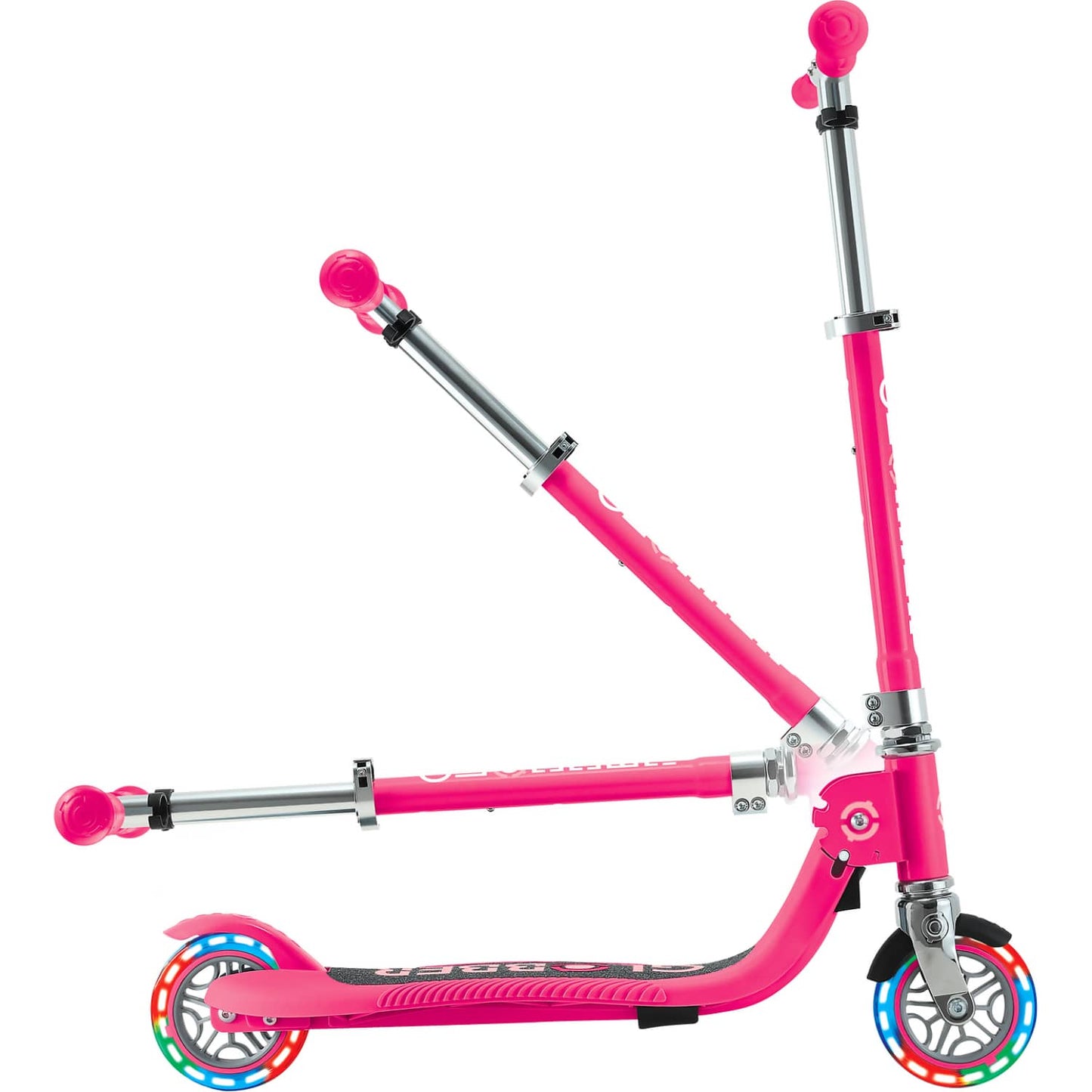 Globber - Flow Foldable Junior Scooter with Lights - Pastel Pink / Fuchsia