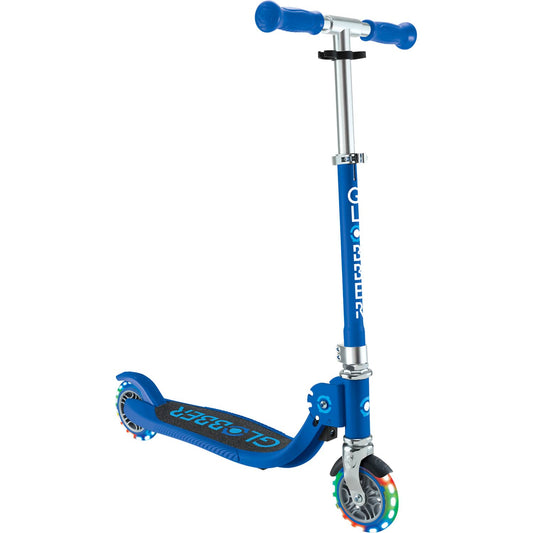Globber - Flow Foldable Junior Scooter with Lights Navy Blue / Sky Blue