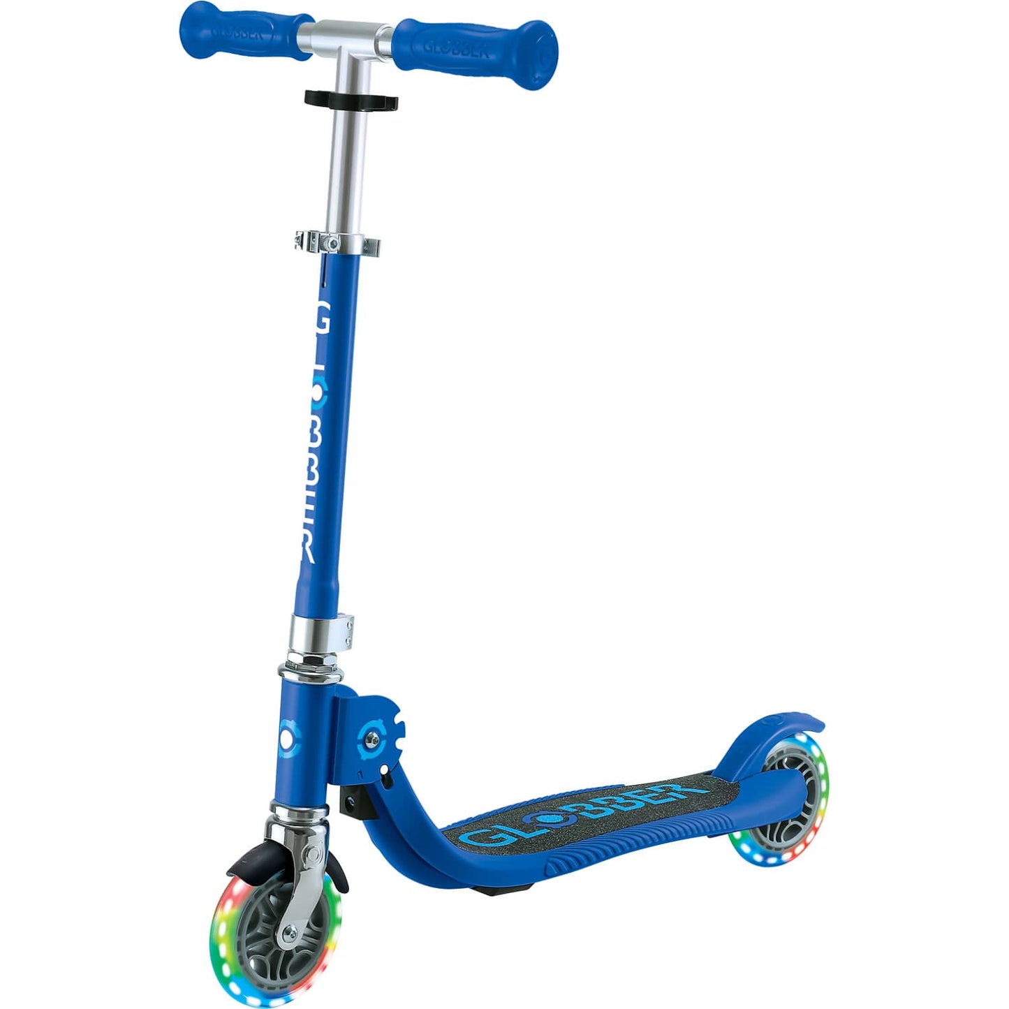Globber - Flow Foldable Junior Scooter with Lights Navy Blue / Sky Blue