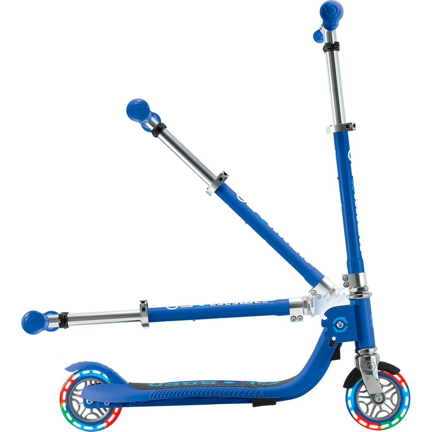 Globber - Flow Foldable Junior Scooter with Lights Navy Blue / Sky Blue