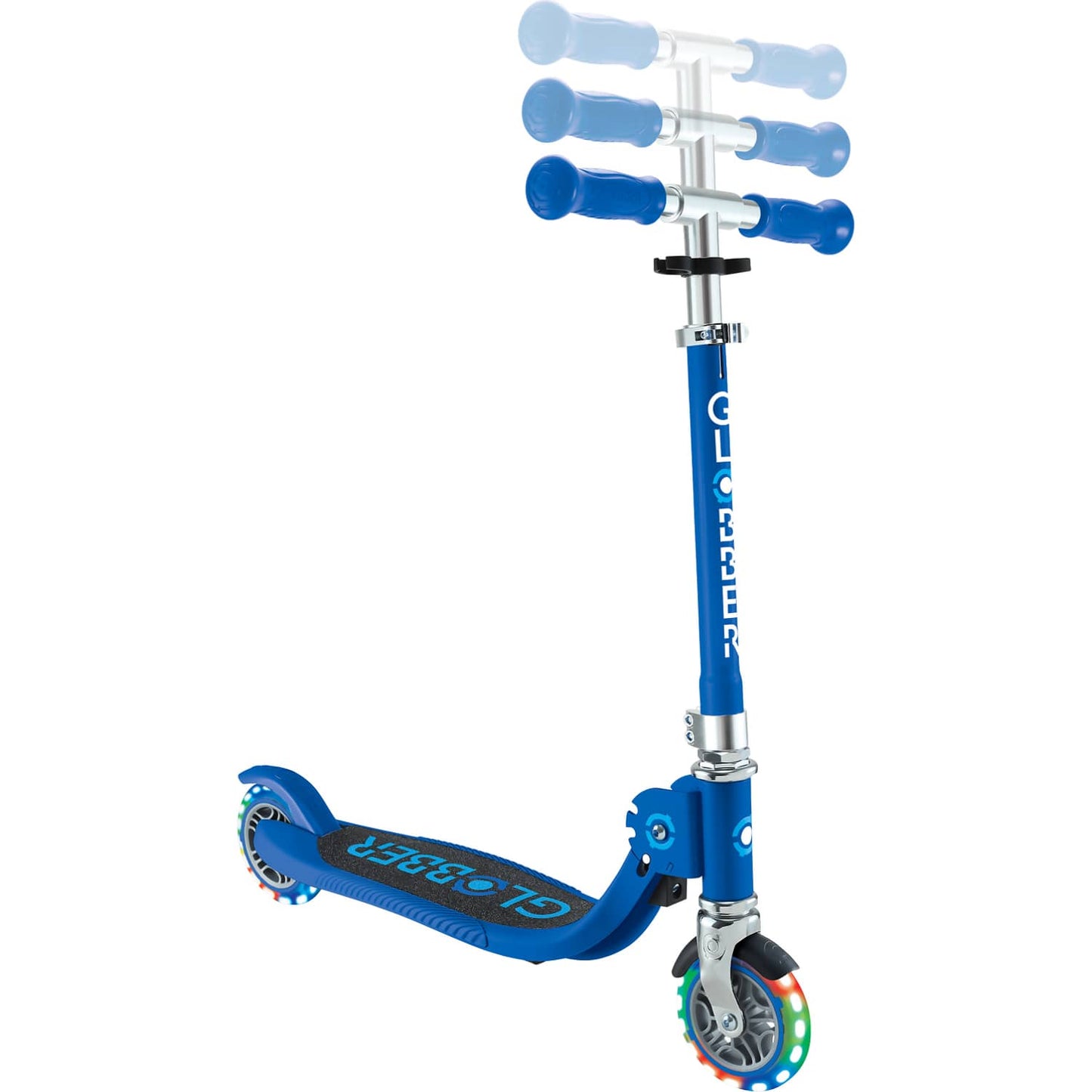 Globber - Flow Foldable Junior Scooter with Lights Navy Blue / Sky Blue