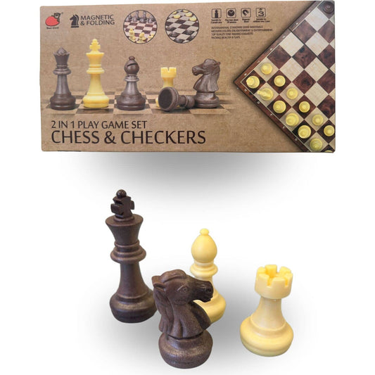 Bear Card - 2 in 1 Magnetic & Folding Chess and Checkers Set