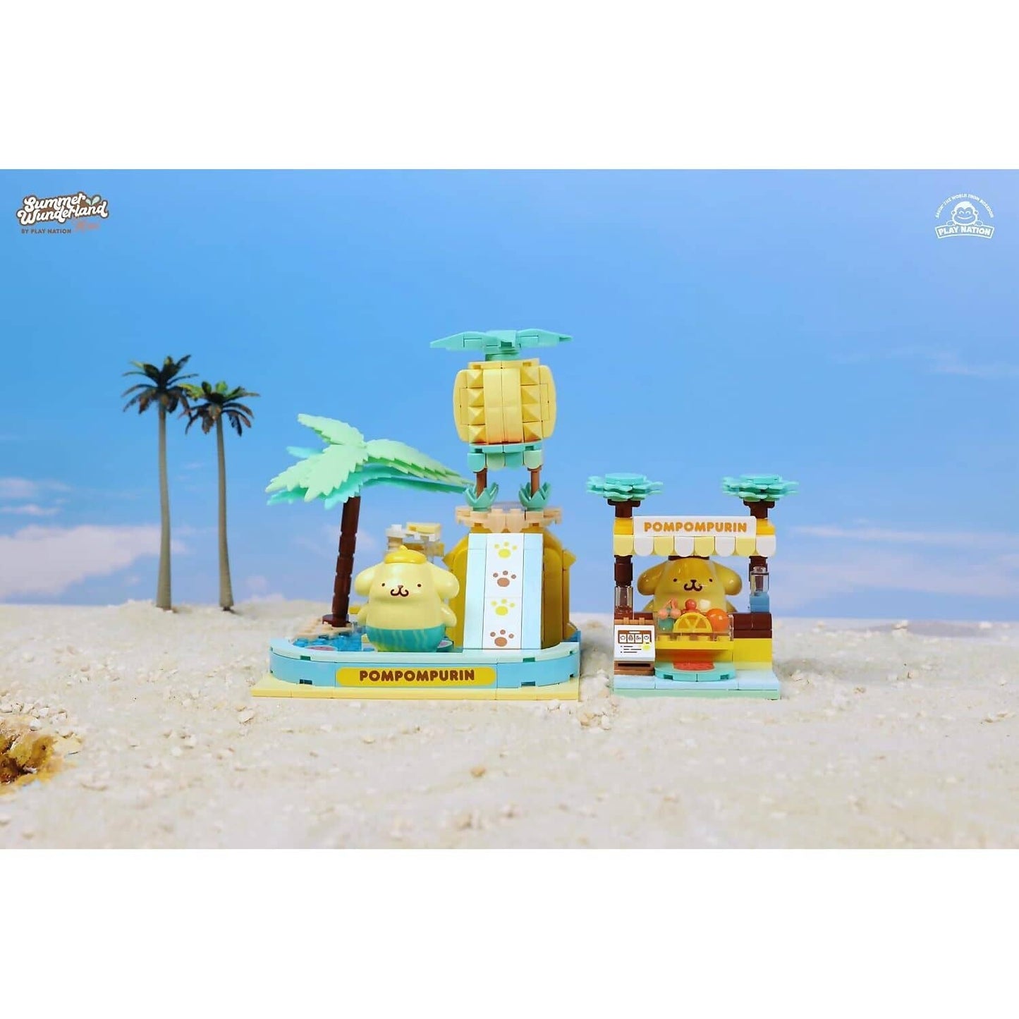 Hello Kitty and Friends - YuMe Blocks Summer Wunderland - Pompompurin Water Slide 336 Pieces