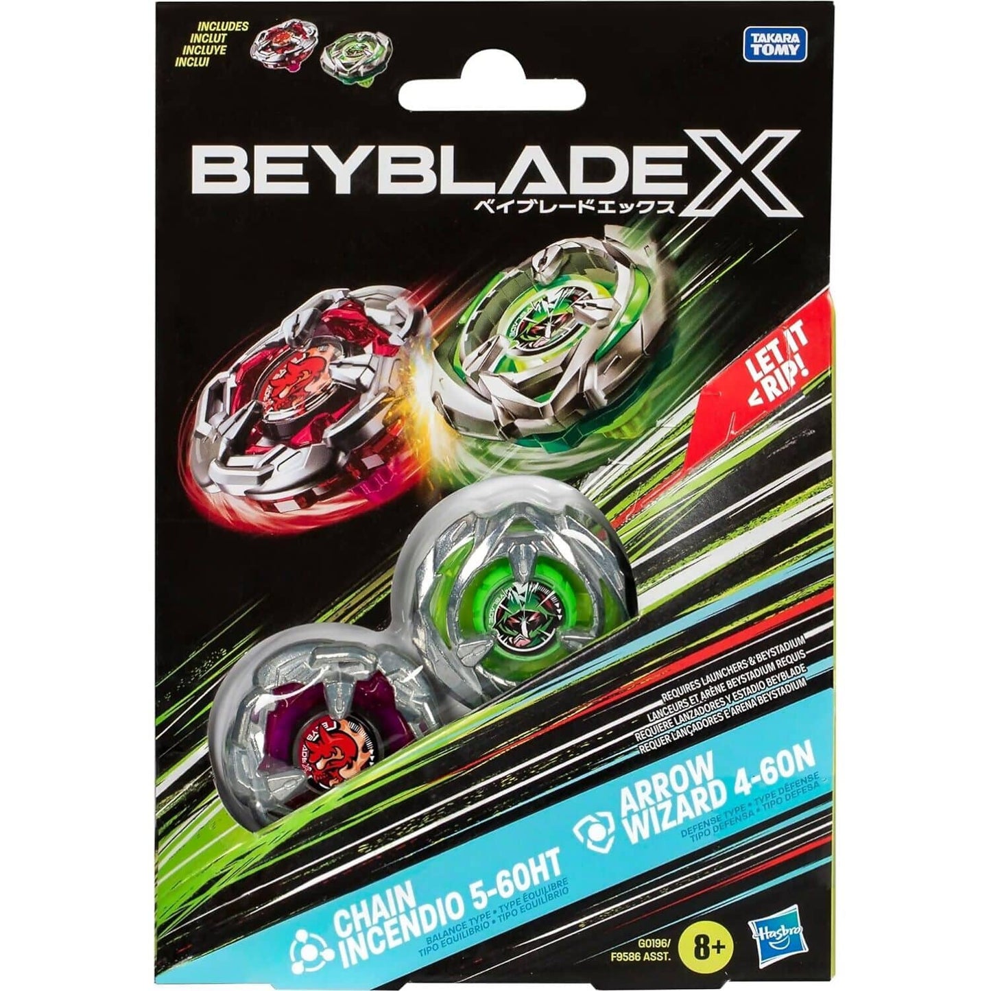 Beyblade X- Chain Incendio 5-60HT and Arrow Wizard 4-60N