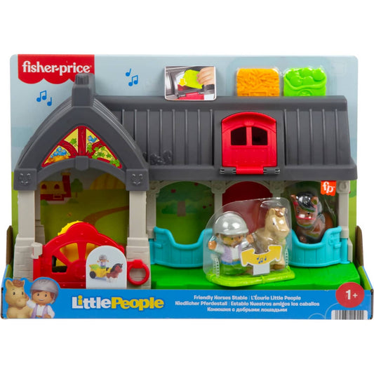 Fisher-Price - Little People Friendly Horses Stable Toddler Playset with Sounds - Mattel