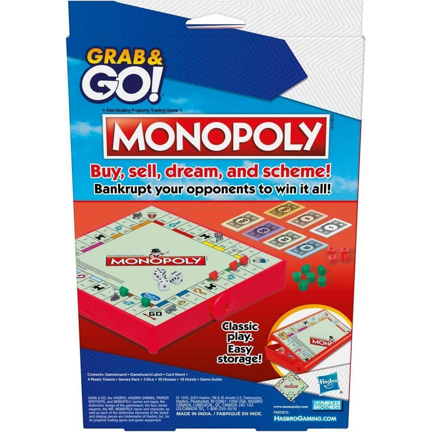 Hasbro Gaming - Monopoly Grab & Go! Portable Travel Board Game