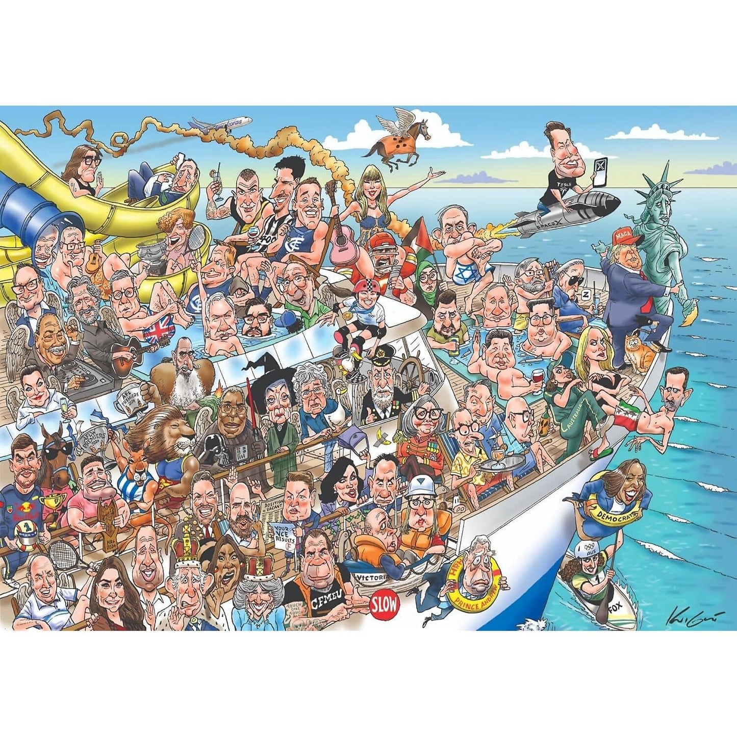 Kick Ass Games - Mark Knight's Celebrity Zoo No.2 1000 Piece 2-in1 Jigsaw Puzzle