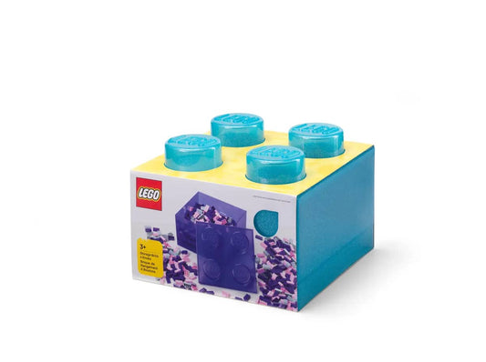 LEGO Storage Brick 4 Studs Top Lid Translucent Glitter Light Blue - Room Copenhagen