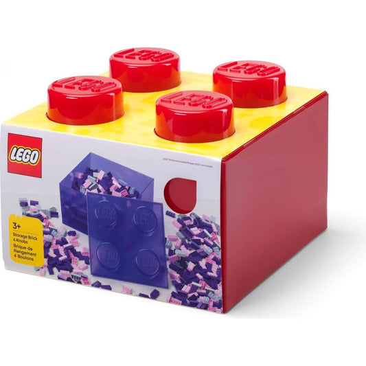 LEGO Storage Brick 4 Studs Top Lid Translucent Red - Room Copenhagen