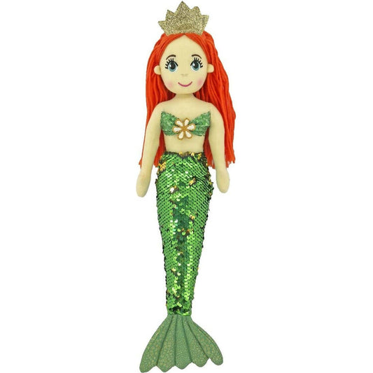 Cotton Candy - Mermaid Nerida 45cm Sequined Green/Gold Flip Tail - Plush