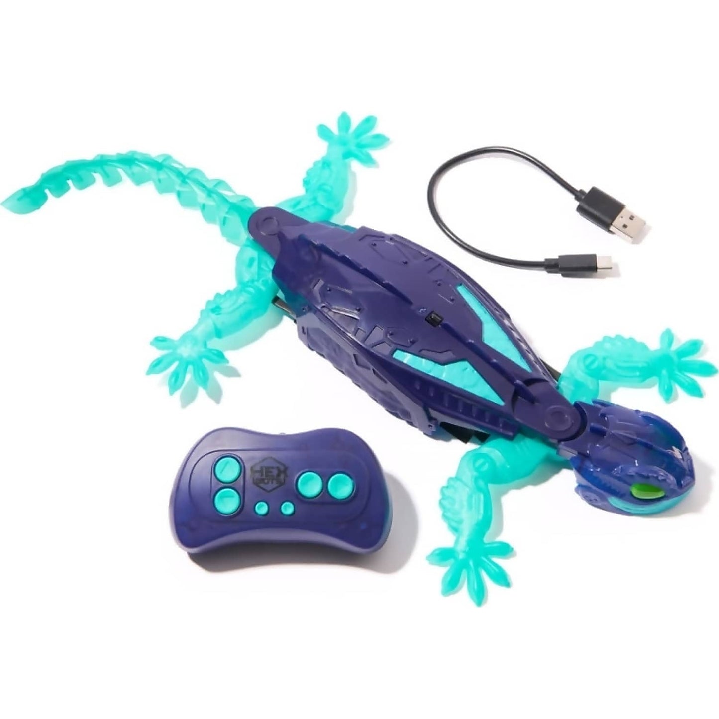 Hex Bots - Wall Crawler Gecko Glow in the Dark Interactive Toy - Spin Master