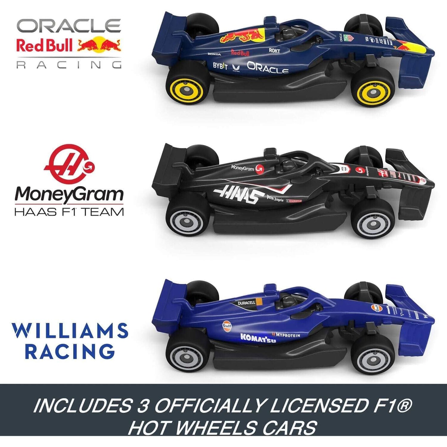 Hot Wheels - Race Formula 1 Grand Prix Circuit Track Set with 3 1:64 Scale Die-Cast Toy Cars - Mattel