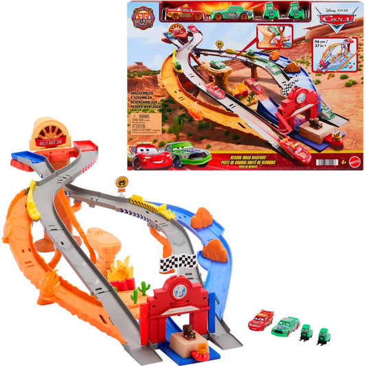 Disney Pixar - Cars Radiator Springs Race & Rescue Road Raceway Playset With 4 Toy Cars - Mattel