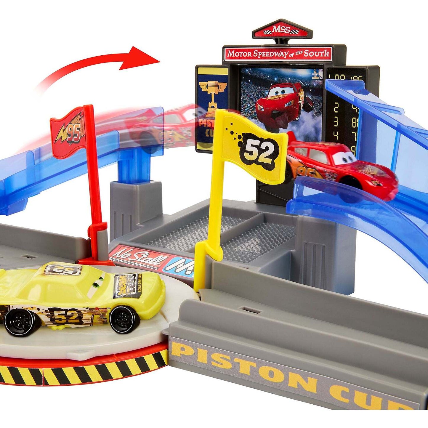 Disney - Pixar - Cars Piston Cup Stunting Speedway Track Playset with Lightning Mcqueen Toy Car - Mattel