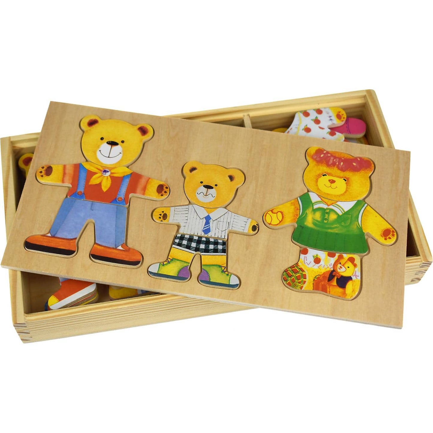 Kaper Kids - Dressing Bear Family Wooden Puzzle