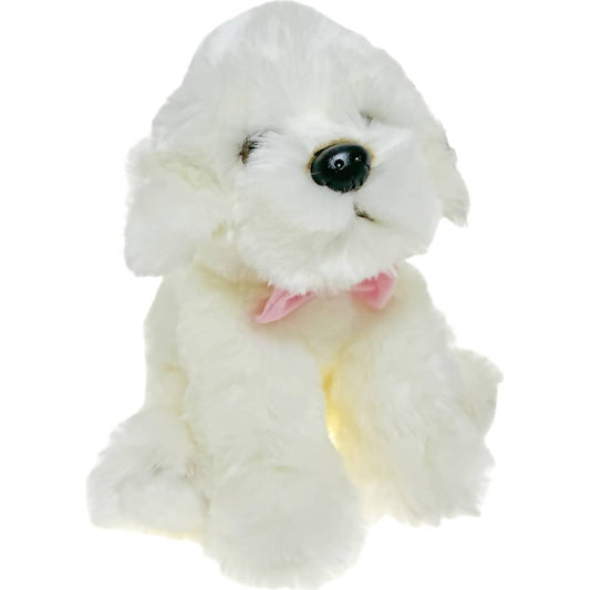 Cotton Candy - Plush Bichon Dog With Pink Bow 30cm