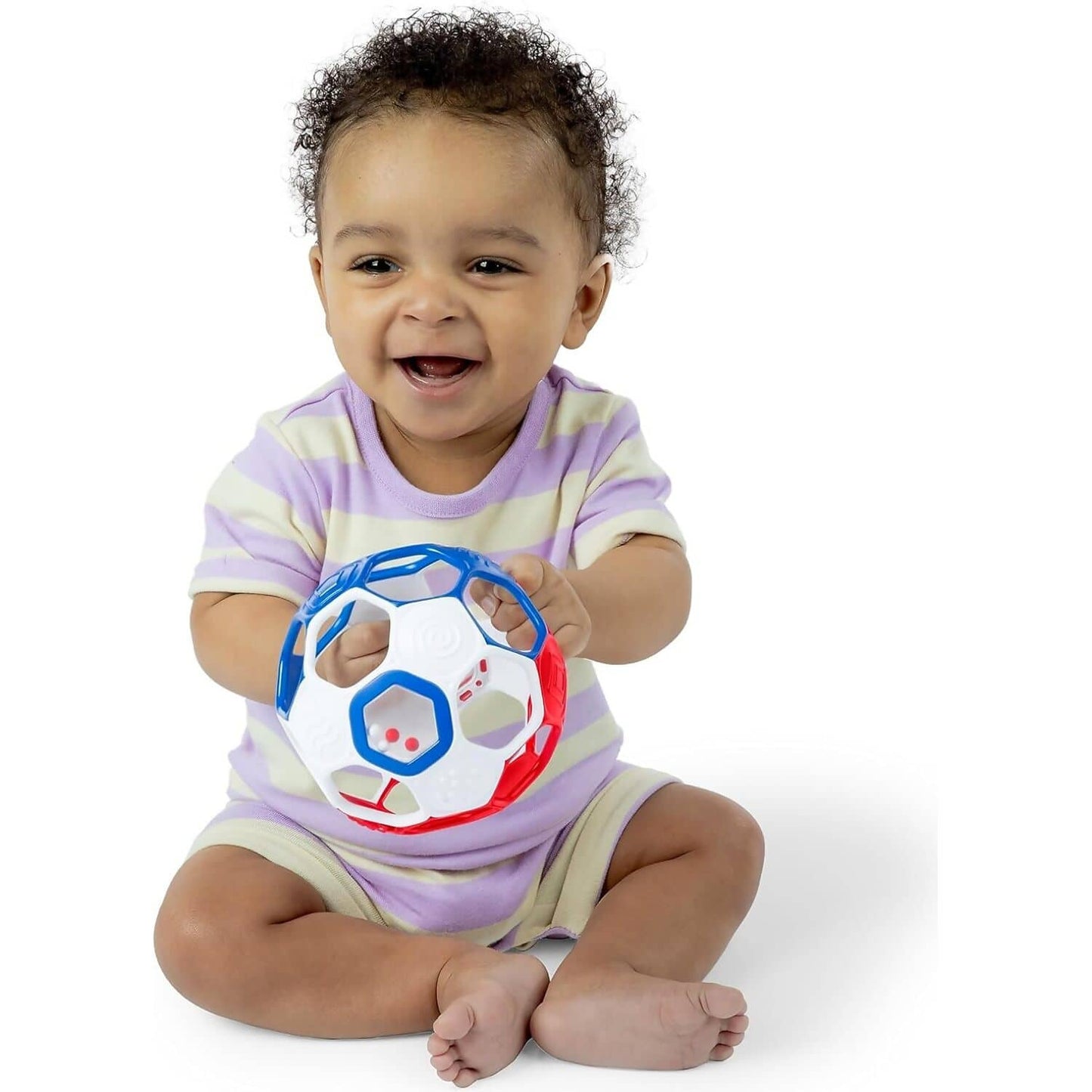 Bright Starts - Oball Grippin Goals Rattle Soccer Ball - Red White & Blue