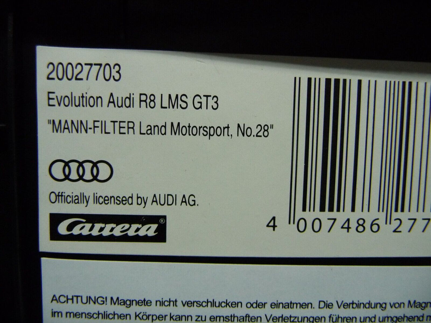 Carrera Evolution 1:32 - AUDI R8 LMS GT3 MANN FILTER land MS No.28 - Slot Car Also Suits Scalextric
