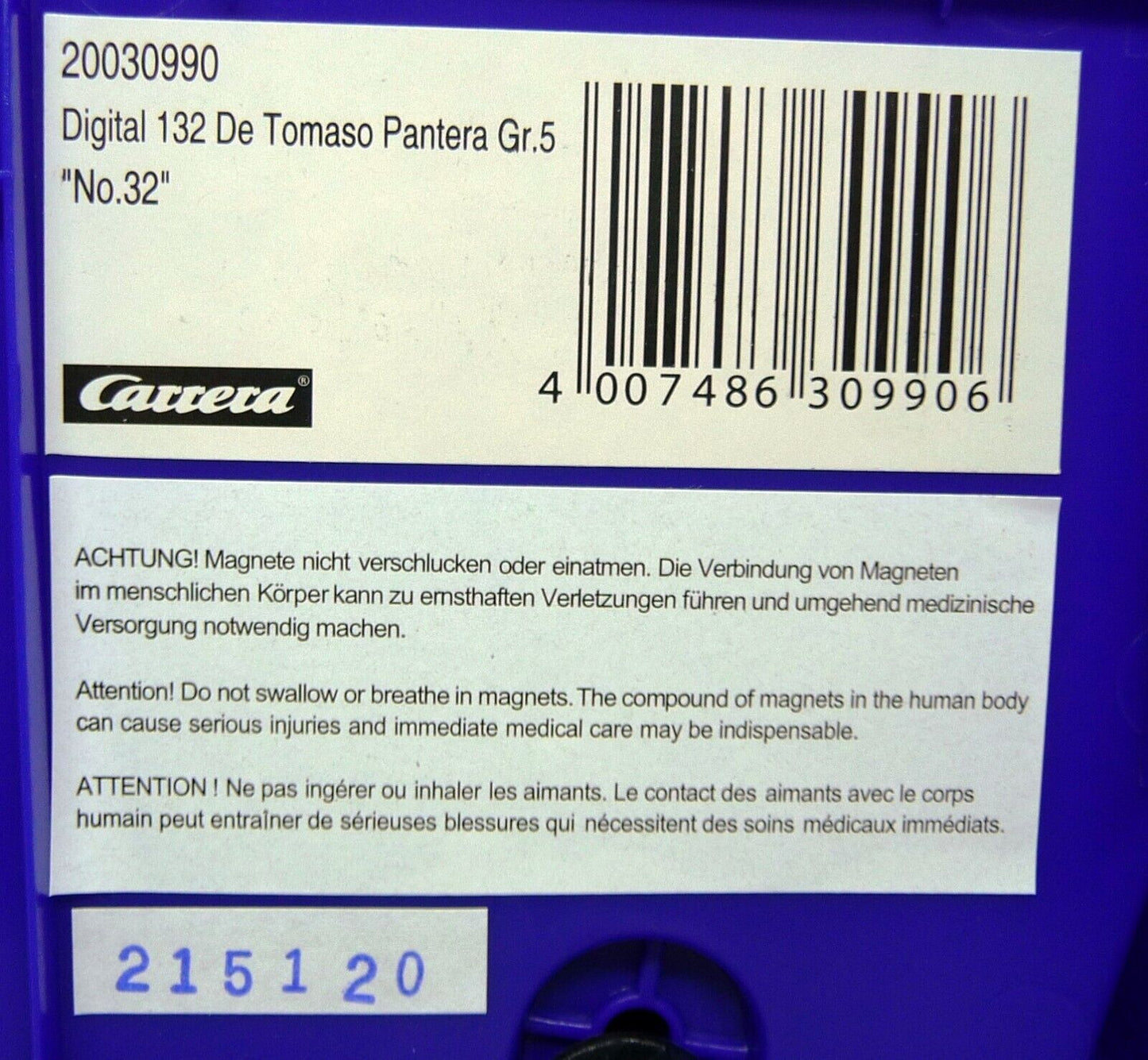 Carrera Digital 1:32 – De Tomaso Pantera Gr 5 No.32 - Slot Car Also Suits Scalextric