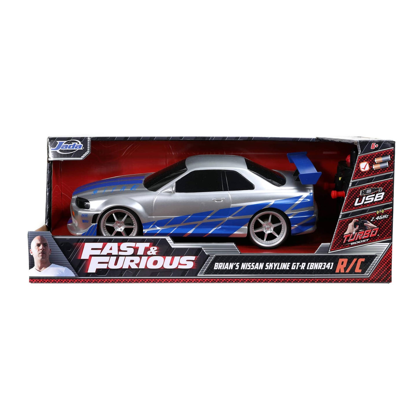 Fast & Furious   Rc Brian's 2002 Nissan Skyline Gt-r (bnr34) (1:16) Remote Control