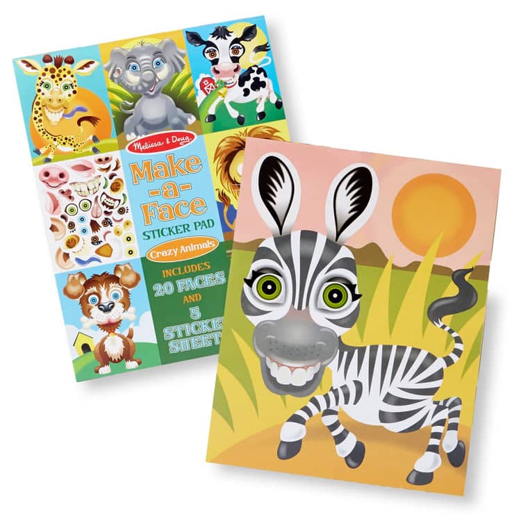 Melissa & Doug - Make-a-face Crazy Animals Sticker Pad